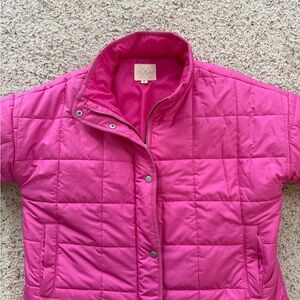 Thread & Supply Bold Pink Quilted Puffer Coat